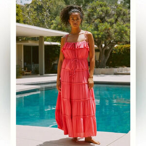 NWT Anthropologie Tiered A-Line Dress Paradise Pink Sz L